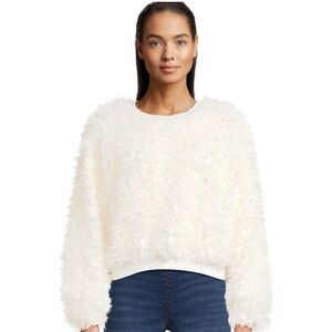 No Boundaries • Juniors Cream White Yeti Pullover Sweater Size Large 11-13